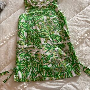 Lilly Pulitzer girls sz 8 green/white/pink elephant shift dress.